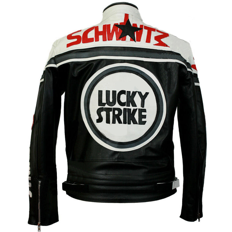 Lucky Strike Black and White Leather Jacket