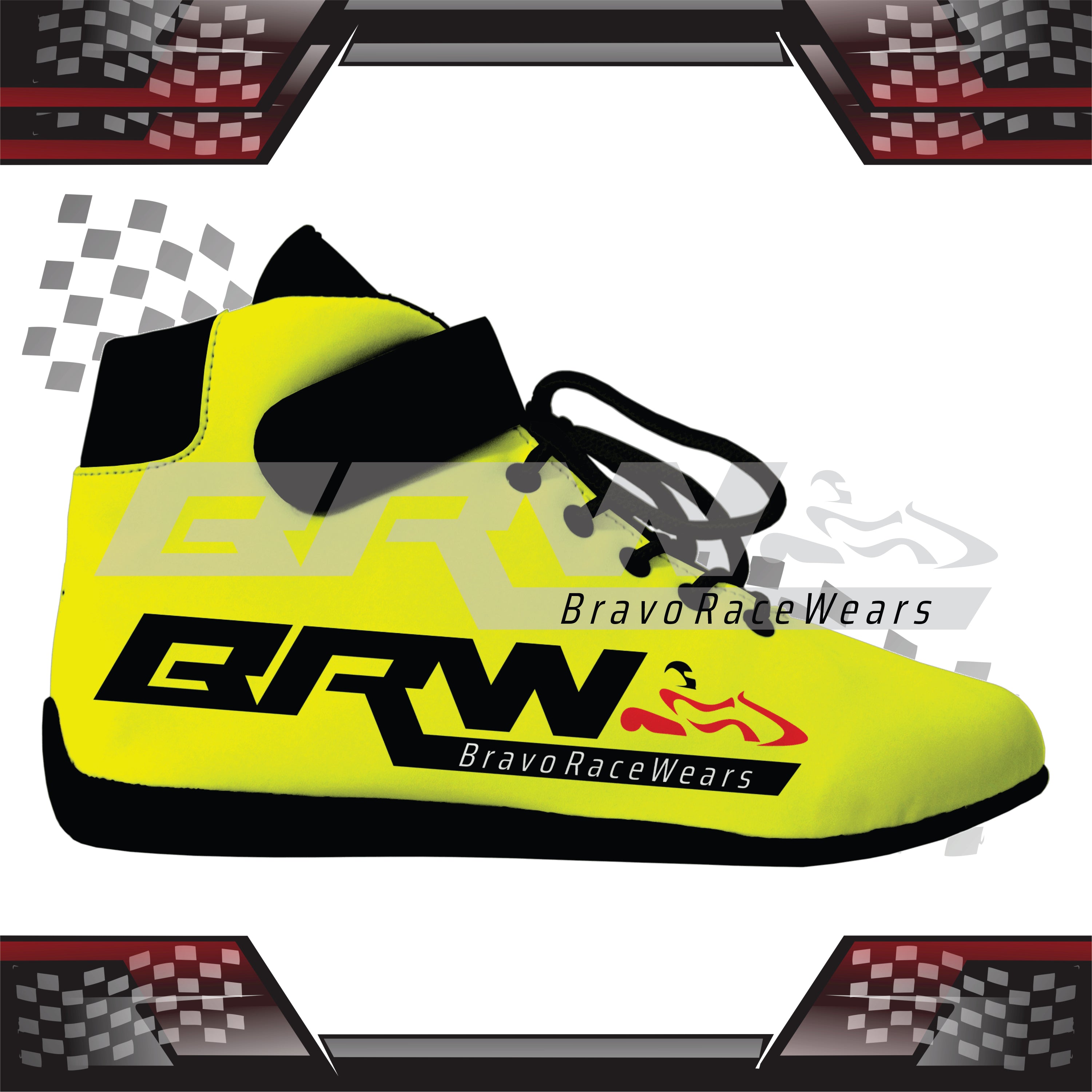 Custom Yellow Go Kart race Shoes