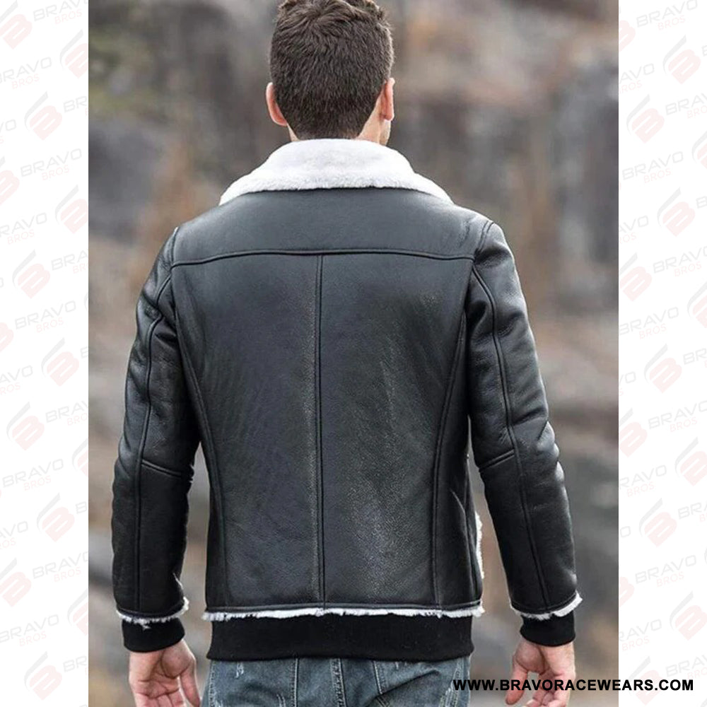 Men’s B3 White Shearling Leather Aviator Jacket