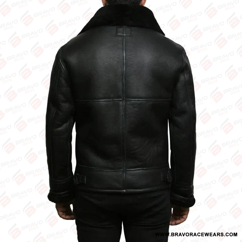 Men’s Black B3 Real Shearling Sheepskin Leather Jacket