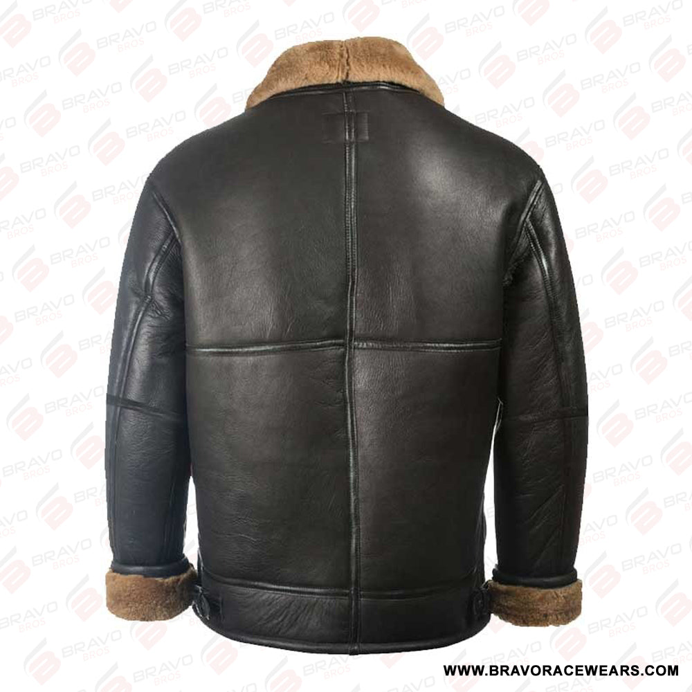 Men's Black Sheepskin Leather Shearling Jacket