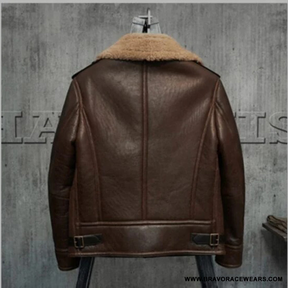 Men’s Dark Brown Leather Shearling Jacket