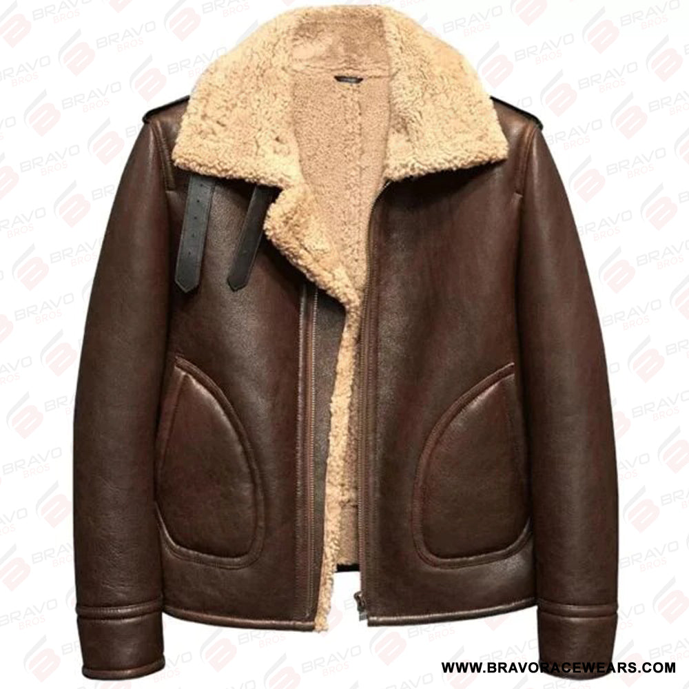 Men’s Dark Brown Leather Shearling Jacket