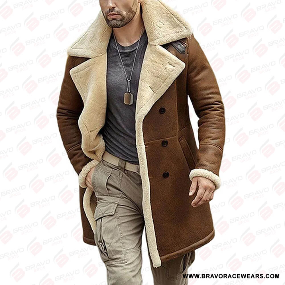 Men's Fur Shearling Brown Leather Coat
