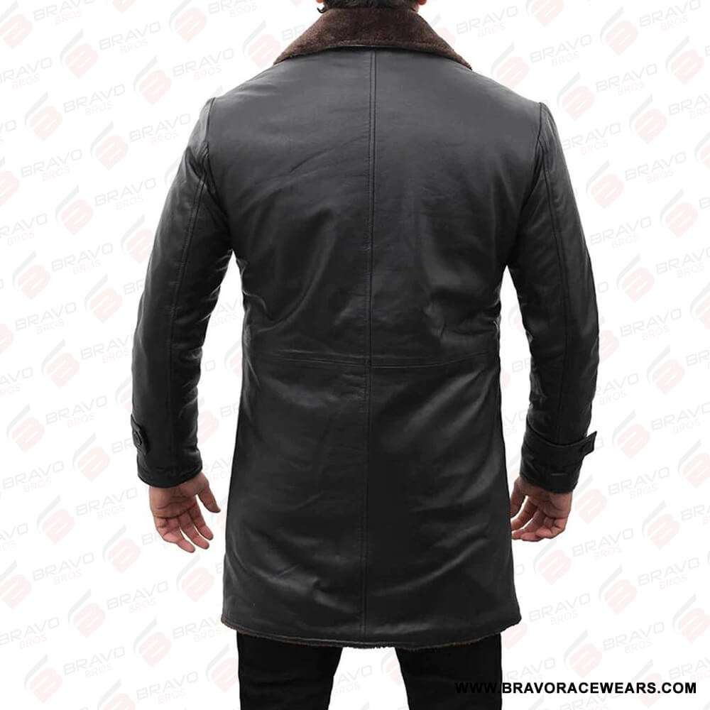 Mens Leather Shearling Black Coat