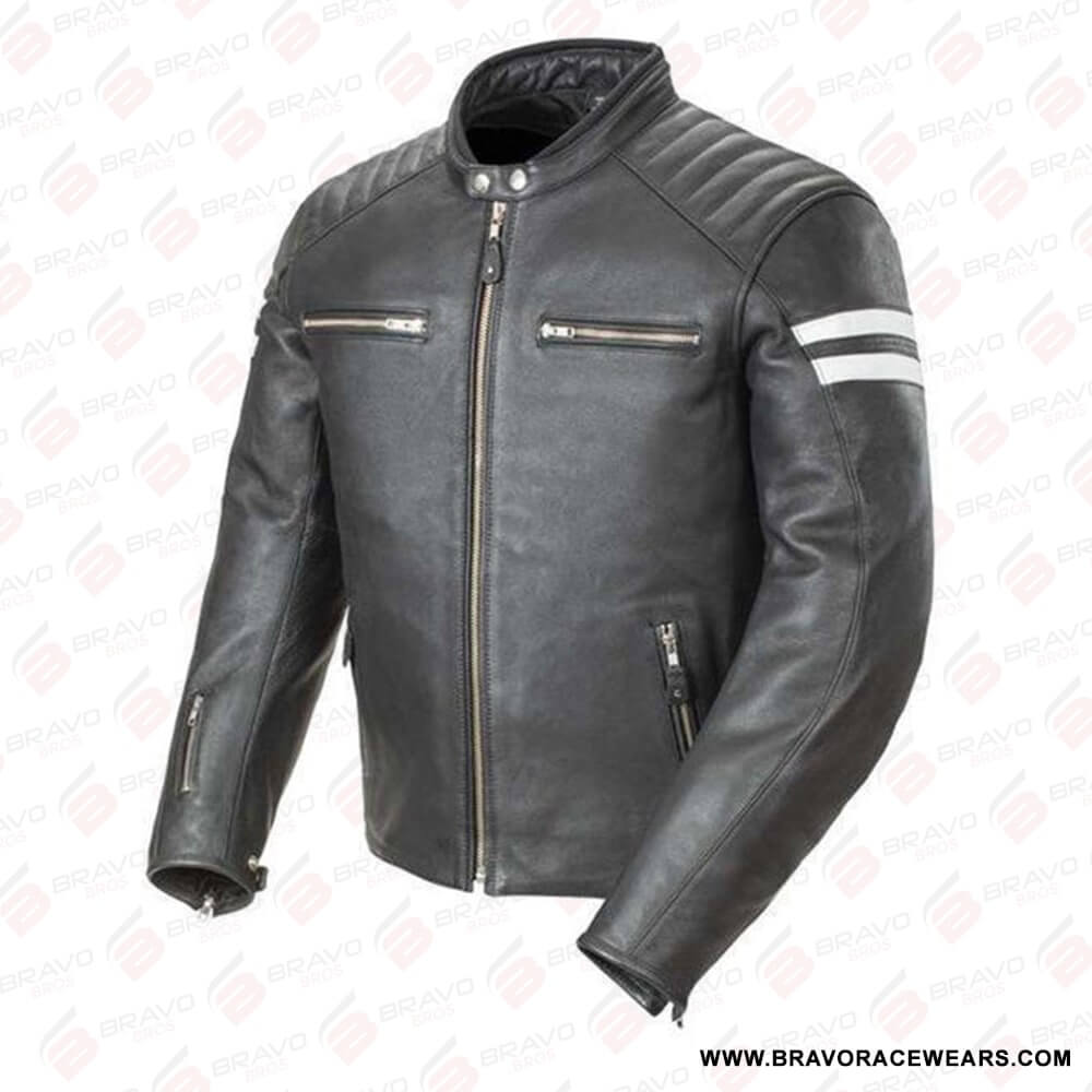 Mens Padded Leather Biker Jacket