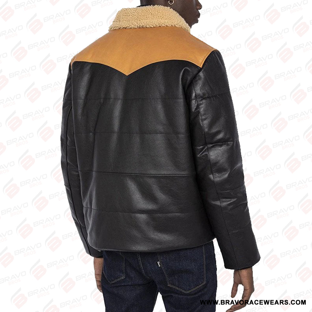 Modern Look Puffer Leather Jacket Mens