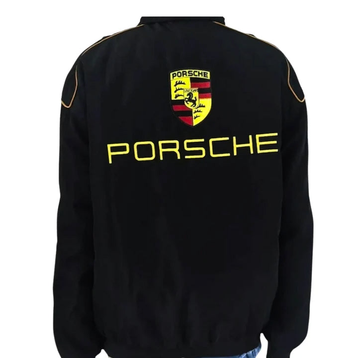 A stylish racing jacket with sleek design and bold branding, perfect for the motorsport enthusiast.