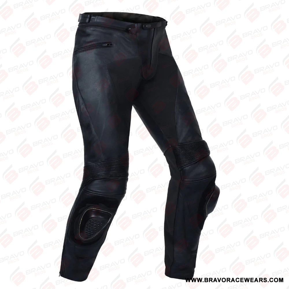 Storm Black Motorcycle Racing Leather Pants