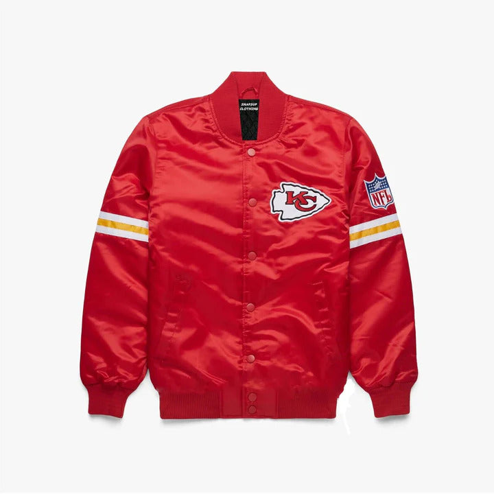 A fashionable varsity jacket in premium fabric, which is bold and stylish in color, is now up for online sale at Bravo Bros