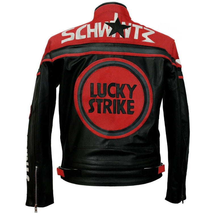 Lucky Strike Black and Red Leather Jacket