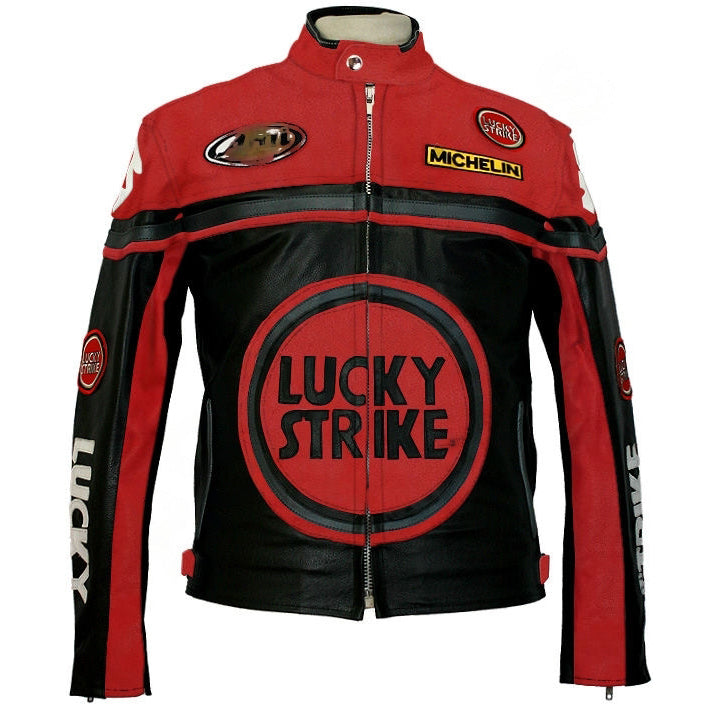 Lucky Strike Black and Red Leather Jacket