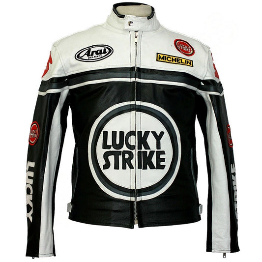 Lucky Strike Black and White Leather Jacket