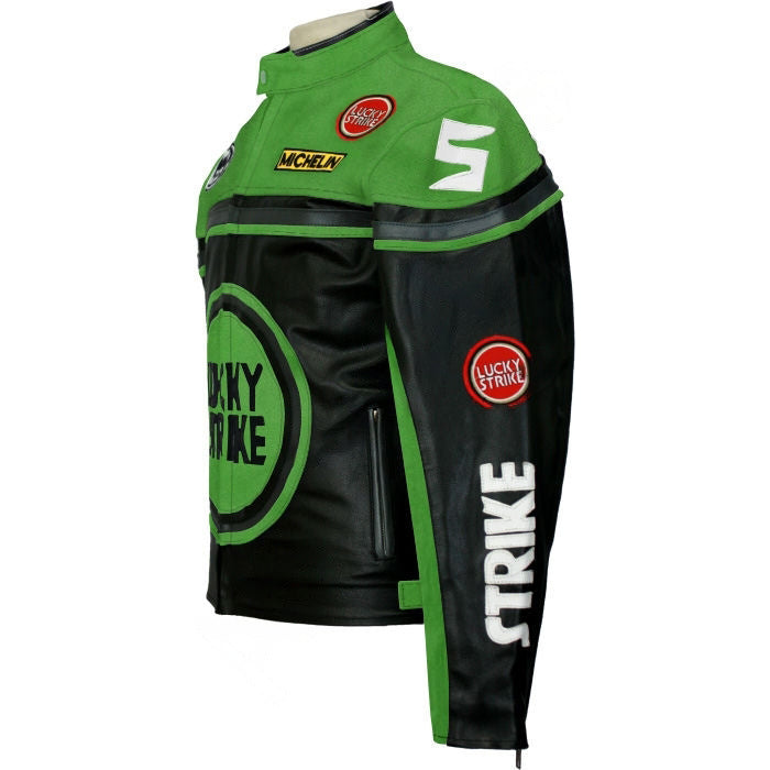 Lucky Strike Leather Jacket – Black and Green