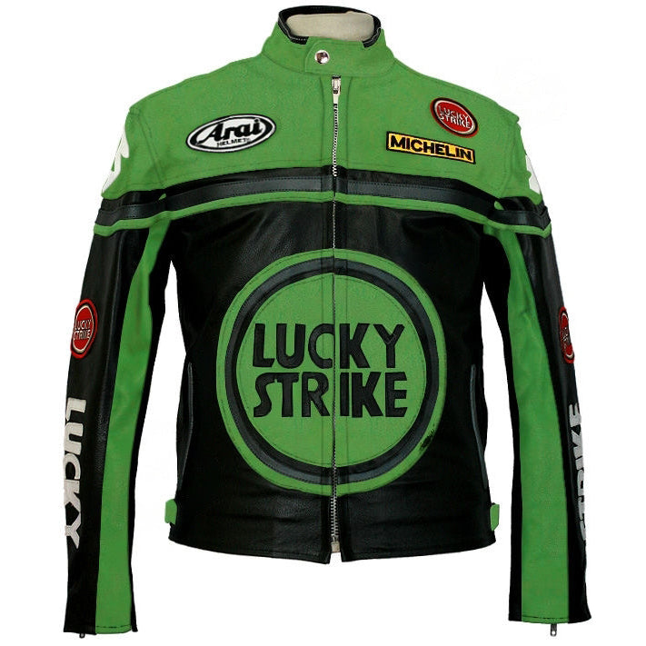 Lucky Strike Leather Jacket – Black and Green