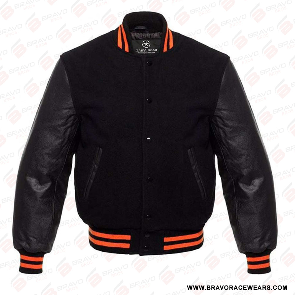 Men's Baseball Jacket - Black Varsity Bomber Jacket