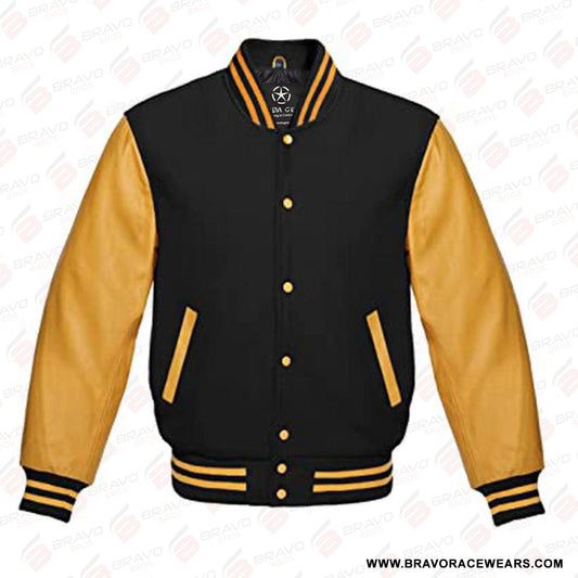 Men's Black And Gold Varsity Jacket