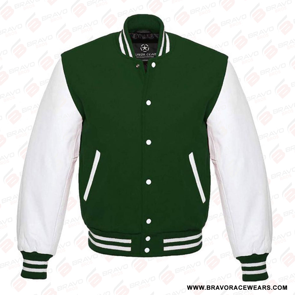 Mens Forest Green Letterman Jacket