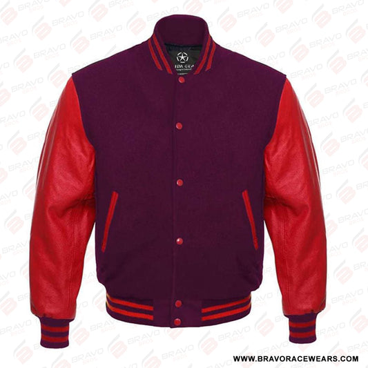 Mens Maroon And Red Varsity Jacket - Letterman Jacket