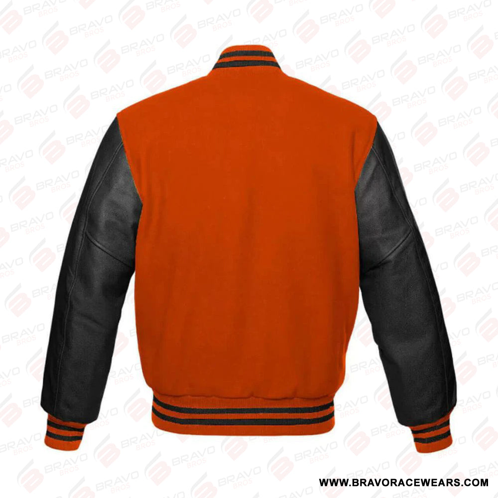 Mens Orange Varsity Jacket - Letterman Jacket for Men