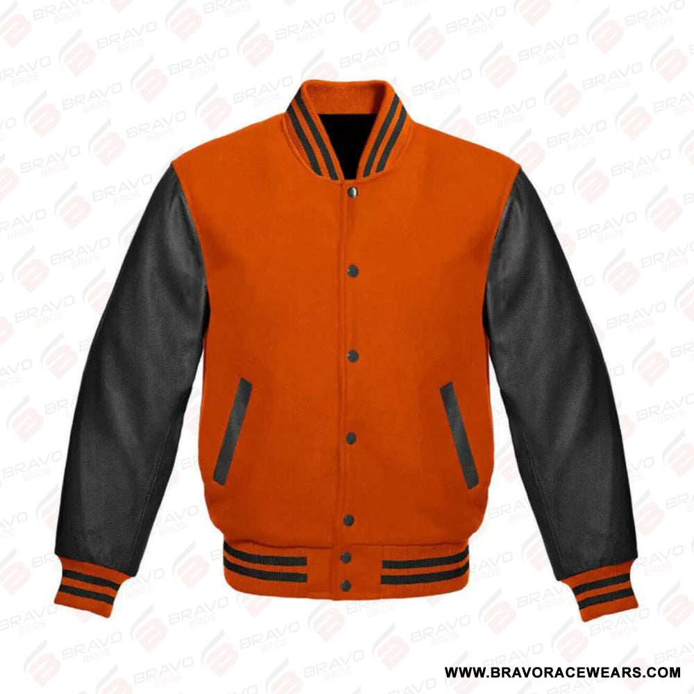 Mens Orange Varsity Jacket - Letterman Jacket for Men