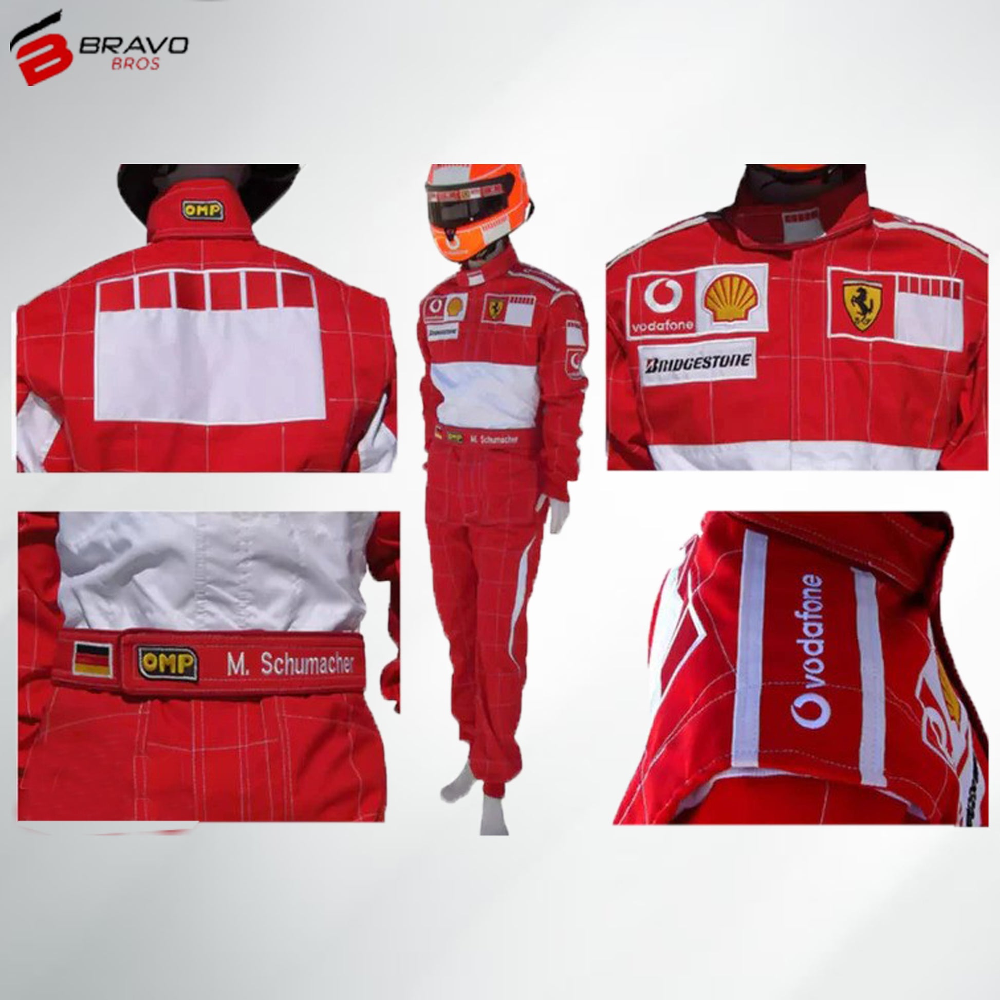 "Michael Schumacher F1 Race Suit - Iconic Red Ferrari Suit Worn by the Legendary Formula 1 Driver"