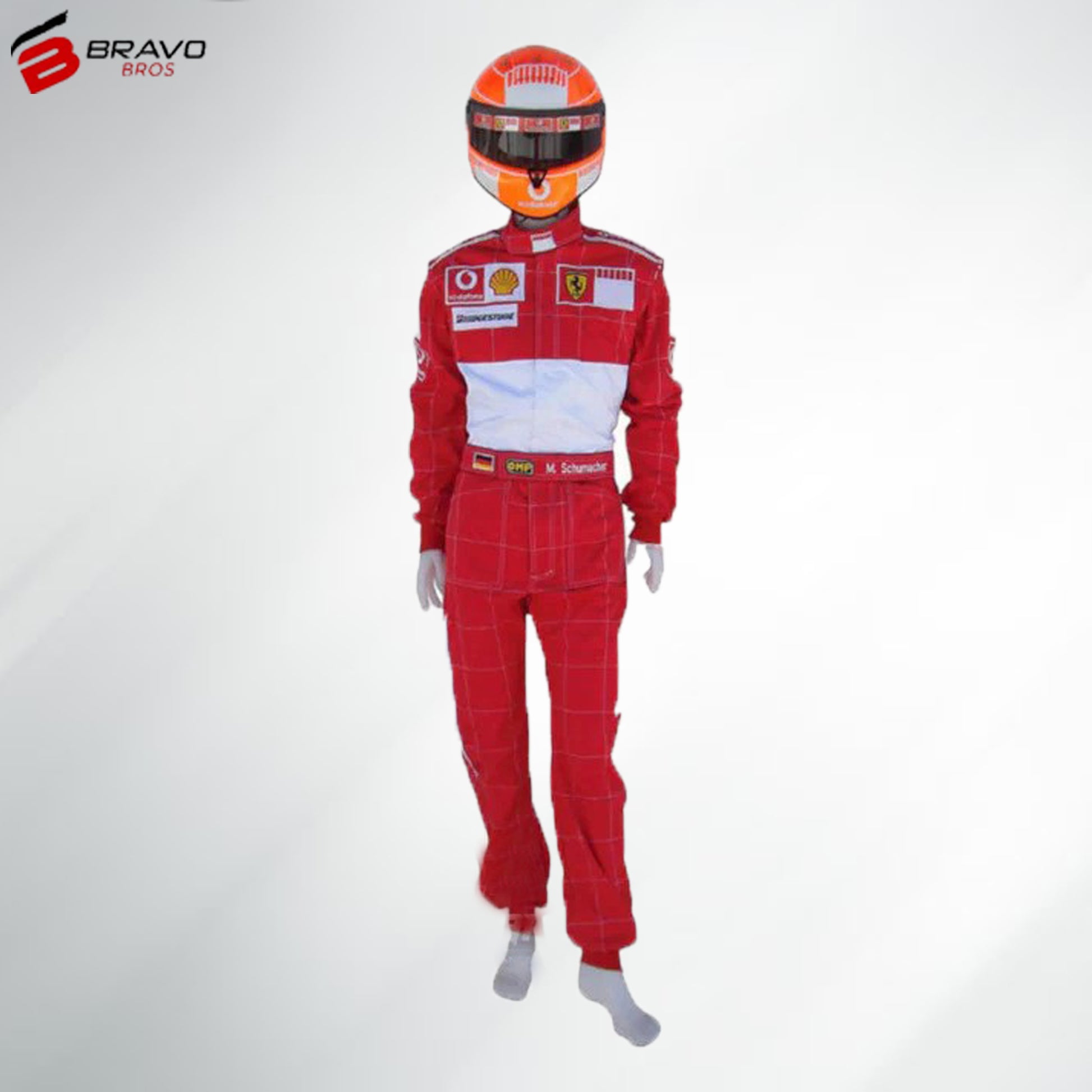 "Michael Schumacher F1 Race Suit - Iconic Red Ferrari Suit Worn by the Legendary Formula 1 Driver"