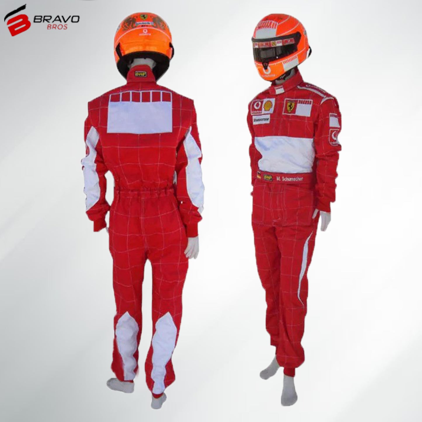 "Michael Schumacher F1 Race Suit - Iconic Red Ferrari Suit Worn by the Legendary Formula 1 Driver"