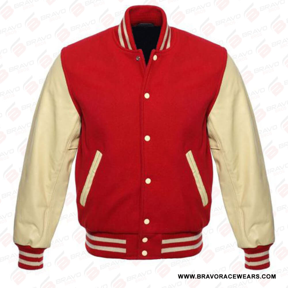 Womens Red Letterman Jacket