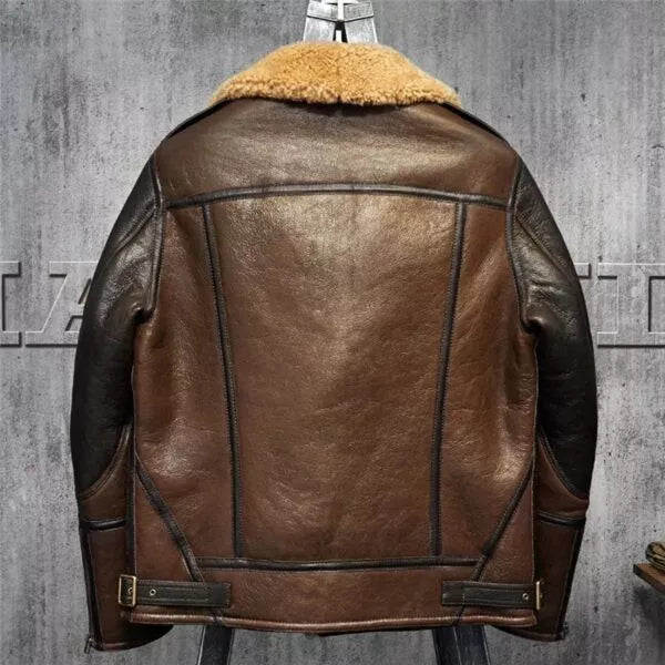 Men’s RAF Aviator Dark Brown Leather Shearling Jacket
