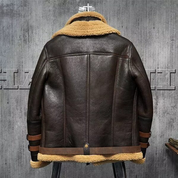 Men’s RAF Aviator Dark Brown Leather Shearling Double Collar Jacket