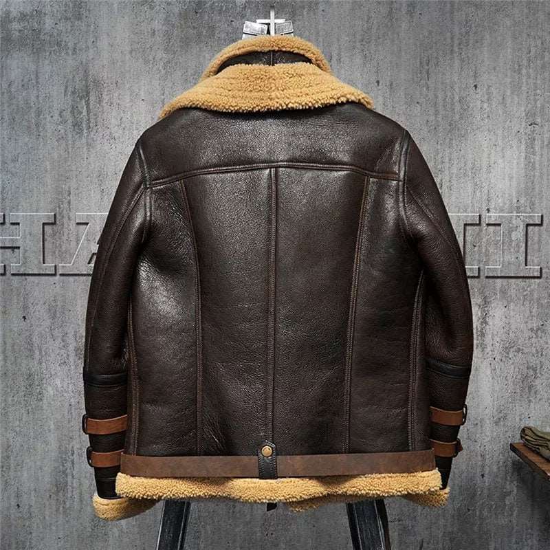 B3 Shearling Flight Sheepskin Aviator Fur Leather Jacket