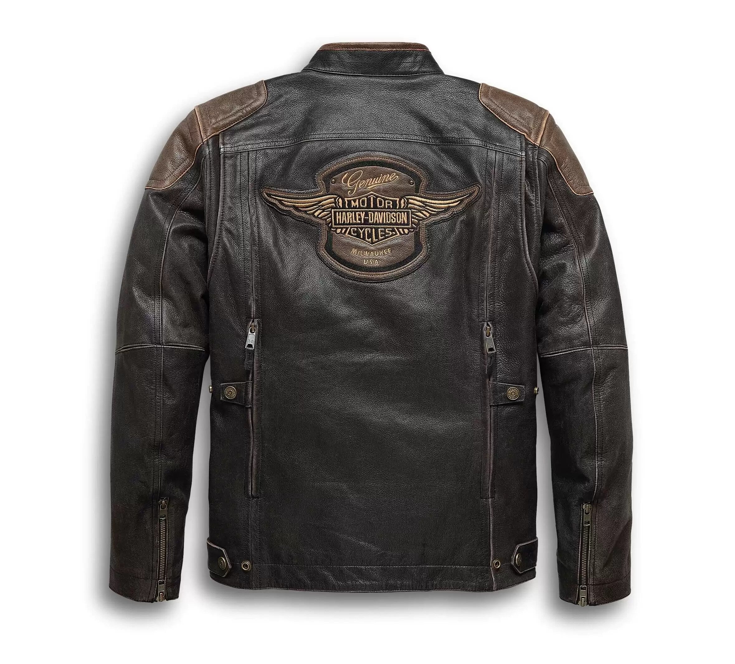 Brown and Black Harley Davidson Motorcycle Jacket