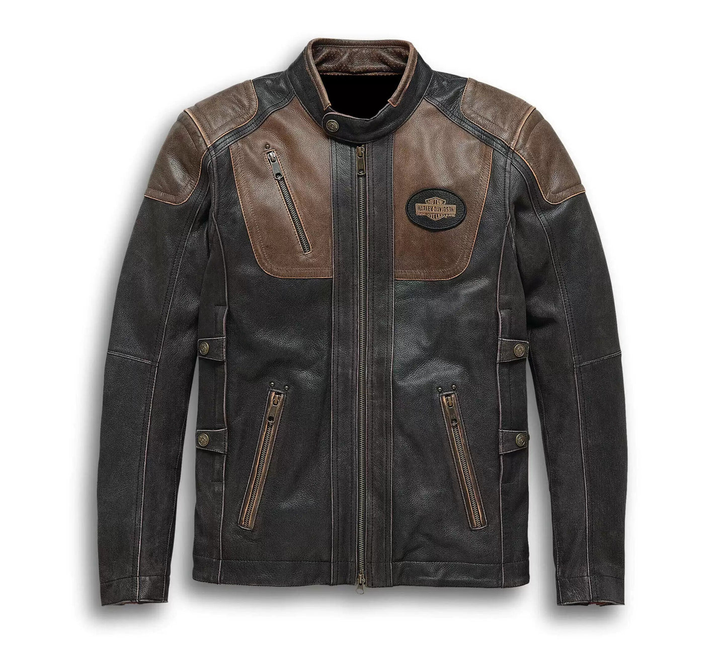 Brown and Black Harley Davidson Motorcycle Jacket