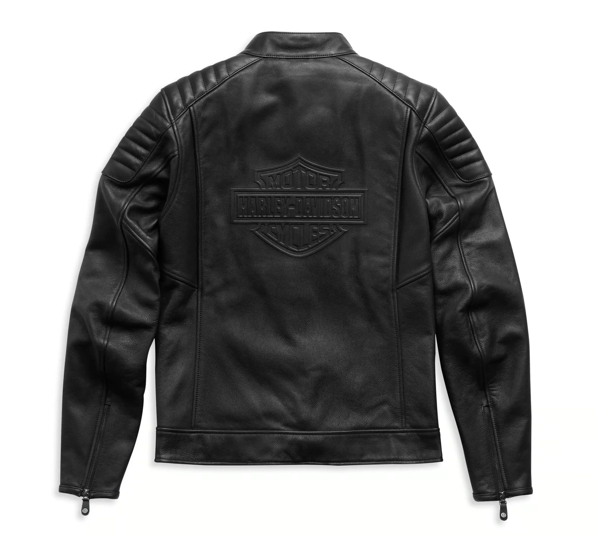 Harley Davidson Embossed Logo Padded Leather Jacket