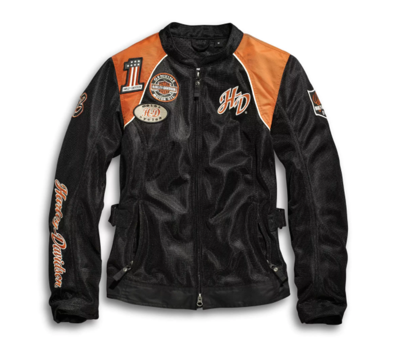 Harley Davidson Black and Orange Jacket