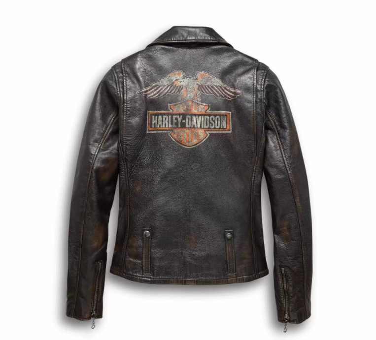 Harley Davidson Eagle Distressed Leather Biker Jacket