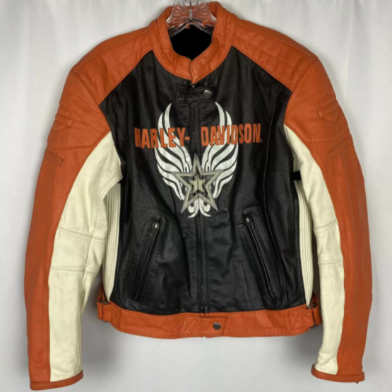 Harley Davidson Black With Silver Sleeves Leather Jacket