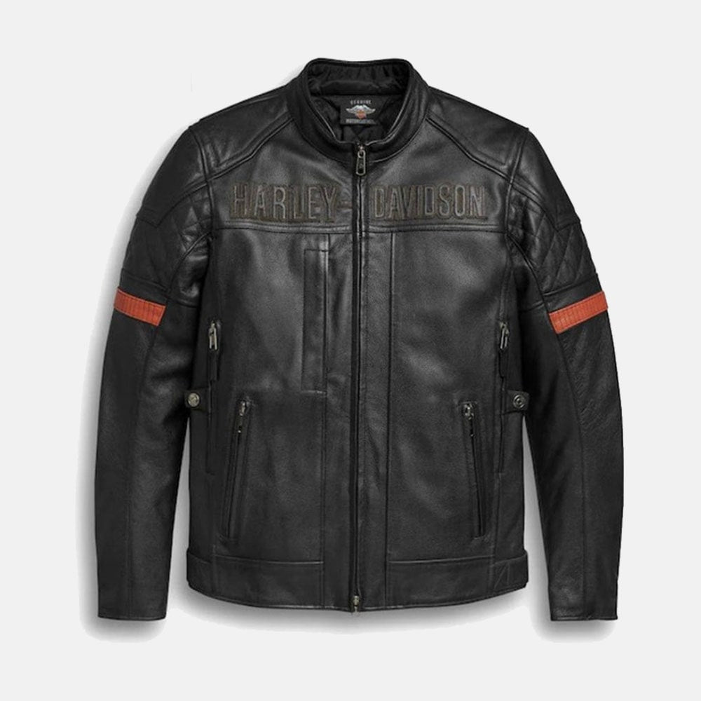 Harley Davidson Men’s Vanocker Waterproof H-D Triple Vent System Leather Jacket