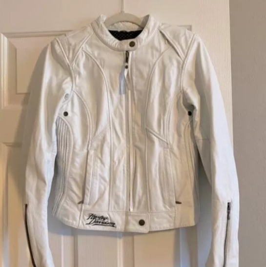Harley Davidson White with Red Eagle Leather Jacket