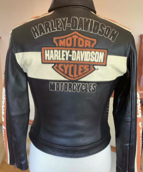 Harley Davidson Black Orange Racing Leather Jacket