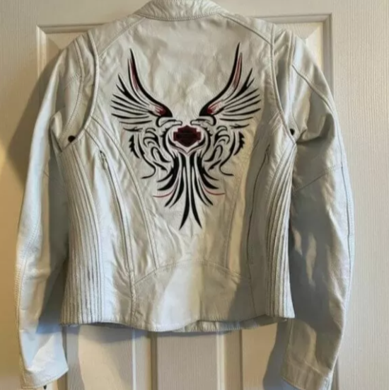 Harley Davidson White with Red Eagle Leather Jacket