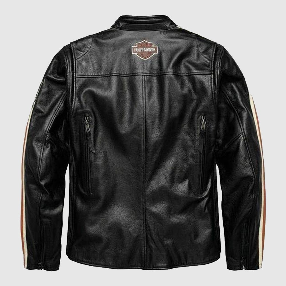 Black Harley Davidson Biker Motorcycle jacket Motor Biker Real Genuine Cowhide Leather Jacket