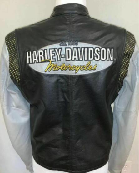 Harley Davidson Black With Silver Sleeves Leather Jacket