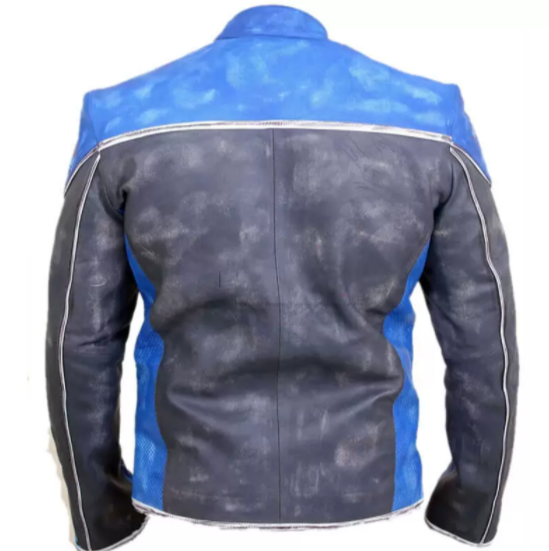 Harley Davidson Blue Motorcycle Leather Jacket