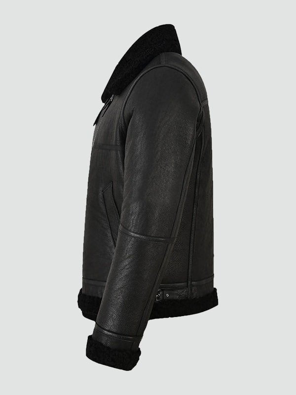 Mens Jet Black Shearling Jacket