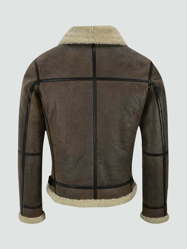 Mens Air Force Shearling Brown Leather Jacket