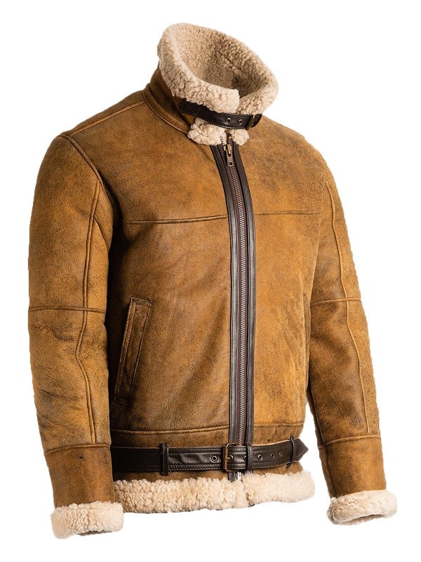 B3 shearling Brown Mens aviator jacket