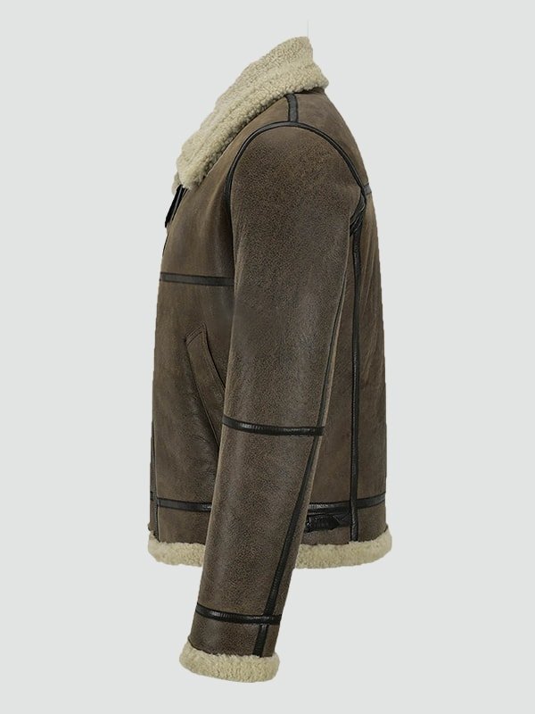 Mens Air Force Shearling Brown Leather Jacket