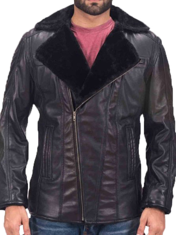 Mens Furcliff Double Face Leather Shearling Coat